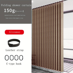 Planet Gates 1pc Solid Color Shower Curtain With Hooks, Toilet Partition Curtain, Punch-free Waterproof Imitation Linen Bathroom Curtain, Bathroom Accessories