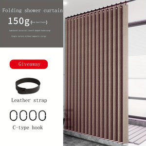 Planet Gates 1pc Solid Color Shower Curtain With Hooks, Toilet Partition Curtain, Punch-free Waterproof Imitation Linen Bathroom Curtain, Bathroom Accessories