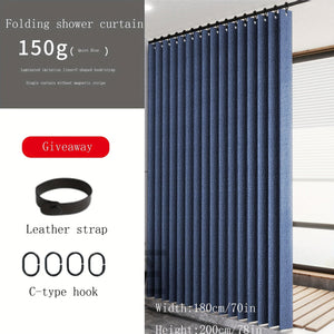 Planet Gates 1pc Solid Color Shower Curtain With Hooks, Toilet Partition Curtain, Punch-free Waterproof Imitation Linen Bathroom Curtain, Bathroom Accessories