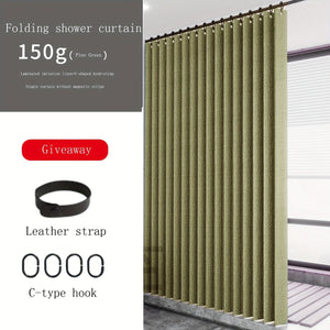 Planet Gates 1pc Solid Color Shower Curtain With Hooks, Toilet Partition Curtain, Punch-free Waterproof Imitation Linen Bathroom Curtain, Bathroom Accessories