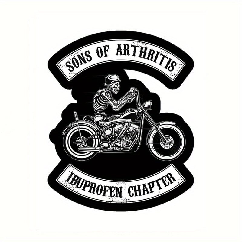 Planet Gates 1pc Sons Of Arthritis Ibuprofen Chapter Funny Motorcycle Skull Car Sticker For Laptop Bottle Truck Phone Motorcycle Vehicle Paint Window Wall Cup Fishing Boat Skateboard Decals Automobile Accessories