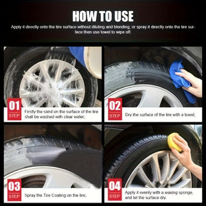 Planet Gates 1pc+sponge Car Tire Shine Gloss Hydrophobic Polish Wax For RV Bicycles And Motorcycles Tire Automotive Tire Coating Refurbishing Increase Black Agent Cleaner