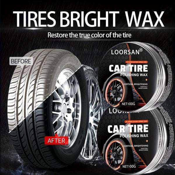 Planet Gates 1pc+sponge Car Tire Shine Gloss Hydrophobic Polish Wax For RV Bicycles And Motorcycles Tire Automotive Tire Coating Refurbishing Increase Black Agent Cleaner