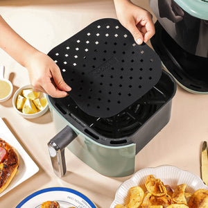 Planet Gates 1pc-square Air Fryer Mat Square Silicone Air Fryer Liners 20.32 Cm For 4 To 7 QT Reusable Air Fryer Pot Air Fryer Inserts For Oven Microwave Accessories