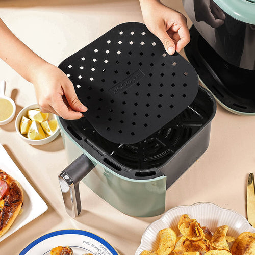 Planet Gates 1pc-square Air Fryer Mat Square Silicone Air Fryer Liners 20.32 Cm For 4 To 7 QT Reusable Air Fryer Pot Air Fryer Inserts For Oven Microwave Accessories