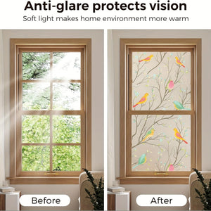 Planet Gates 1pc Stained Glass Window Film Privacy Film Non-Adhesive Static Cling Sun Blocking Window Film Heat Blocker Heat Control Decorative Sticker For Bathroom Bedroom Home Decor
