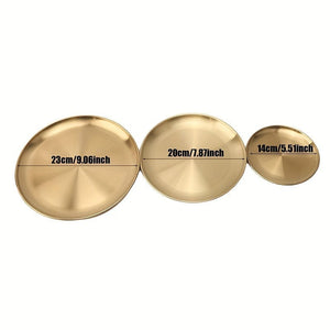 Planet Gates 1pc Stainless Steel Golden Dessert Coffee Tray, Western Dinner Plate, Dining Tray Suitable For Food Coffee Breakfast Tea Golden Food Tray Decorative Trays, Weeding, Birthday, Pride Month Party Thanksgiving Halloween