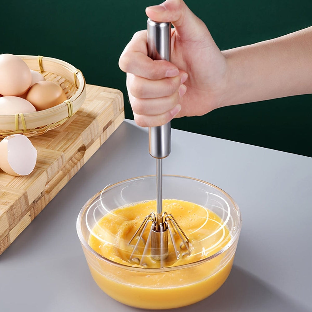 Planet Gates 1pc Stainless Steel Semi-Automatic Egg Beater Mixer: Whip Up Delicious Treats with Ease!