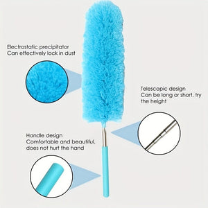 Planet Gates 1pc, Stainless Steel Telescopic Fiber Duster - Efficient Dust Removal And Sweeping With PP Wool - Cleaning Tools And Supplies