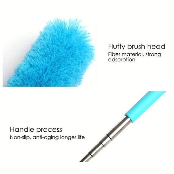 Planet Gates 1pc, Stainless Steel Telescopic Fiber Duster - Efficient Dust Removal And Sweeping With PP Wool - Cleaning Tools And Supplies