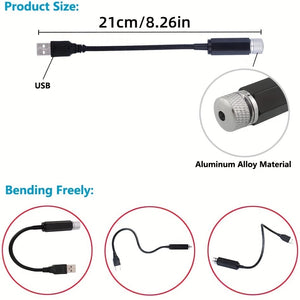 Planet Gates 1pc Star Projector Night Light, USB Car Roof Atmosphere Lights, Portable Adjustable Romantic Interior Car Lights, Portable USB Night Light Decorations For Car, Ceiling, Bedroom