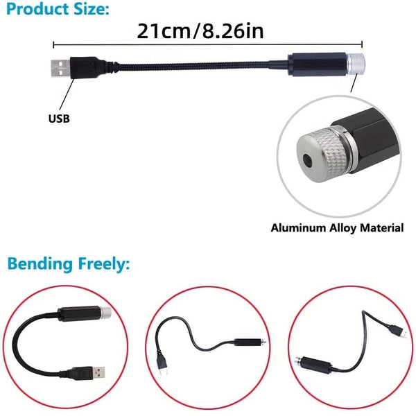 Planet Gates 1pc Star Projector Night Light, USB Car Roof Atmosphere Lights, Portable Adjustable Romantic Interior Car Lights, Portable USB Night Light Decorations For Car, Ceiling, Bedroom