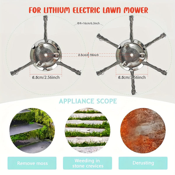 Planet Gates 1pc Steel Wire Grass Trimmer Heads Rounded Edge Weed Trimmer, Cutting Electric Weedeater, Lightweight Grass Trimmer Edger Lawn Tool For Yard And Garden (3/6 Cutter Heads)