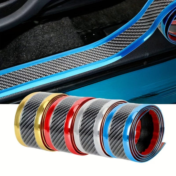 Planet Gates 1pc Stickers Anti Scratch Door Sill Protector Rubber Strip Carbon Fiber Car Threshold Protection Bumper Film Sticker Car Styling