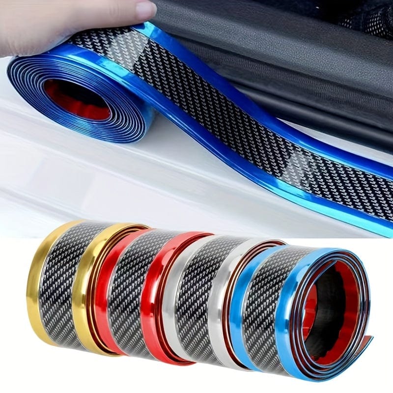 Planet Gates 1pc Stickers Anti Scratch Door Sill Protector Rubber Strip Carbon Fiber Car Threshold Protection Bumper Film Sticker Car Styling