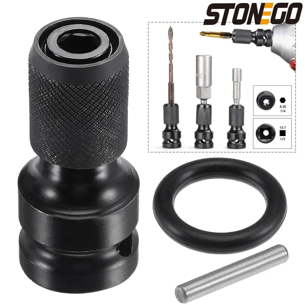 Planet Gates 1PC STONEGO 1PC 1/2 inch Square Drive to 1/4 inch Hex Socket Adapter Converter Chuck Adapter for Impact Air and Electric Wrench