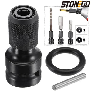 Planet Gates 1PC STONEGO 1PC 1/2 inch Square Drive to 1/4 inch Hex Socket Adapter Converter Chuck Adapter for Impact Air and Electric Wrench