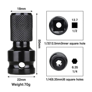Planet Gates 1PC STONEGO 1PC 1/2 inch Square Drive to 1/4 inch Hex Socket Adapter Converter Chuck Adapter for Impact Air and Electric Wrench