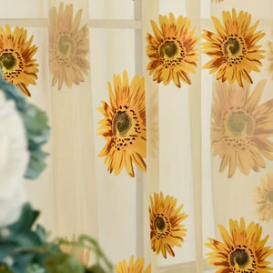 Planet Gates 1pc Sunflowers Print Semi-sheer Curtain With Rod Pocket Top, Light Filtering Voile Drape For Living Room Bedroom Kitchen Cafe Curtains