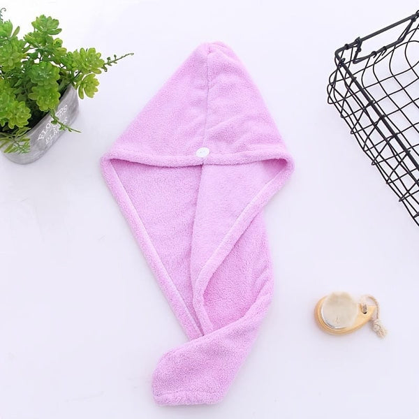 Planet Gates 1pc Super Absorbent Fast Drying Hair Towel with Button - Soft and Water-Absorbing Microfiber Wrap for Women - Anti-Frizz and Anti-Static - Perfect for Bathroom Accessories 100% polyester