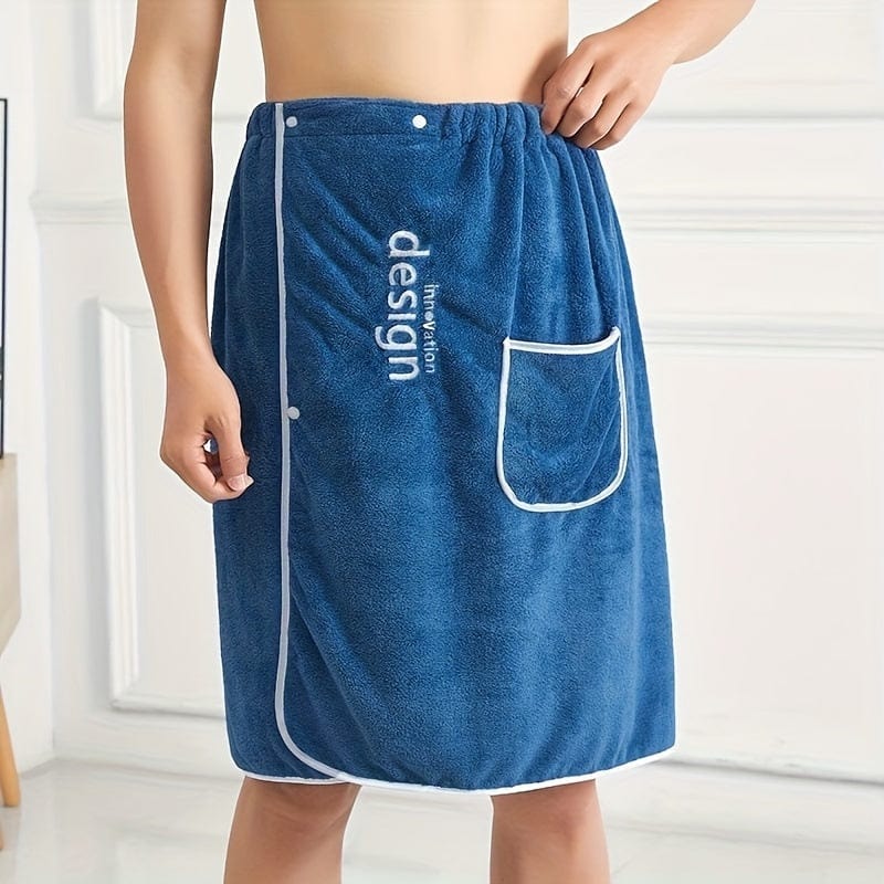 Planet Gates 1pc Super Absorbent Men's Bath Towel With Adjustable Elastic Embroidery - Soft And Skin-Friendly Shower Skirt For Bathroom - Plain Color Bath Wrap Towel For Men, Sauna Kilt Spa Sauna Wrap for women
