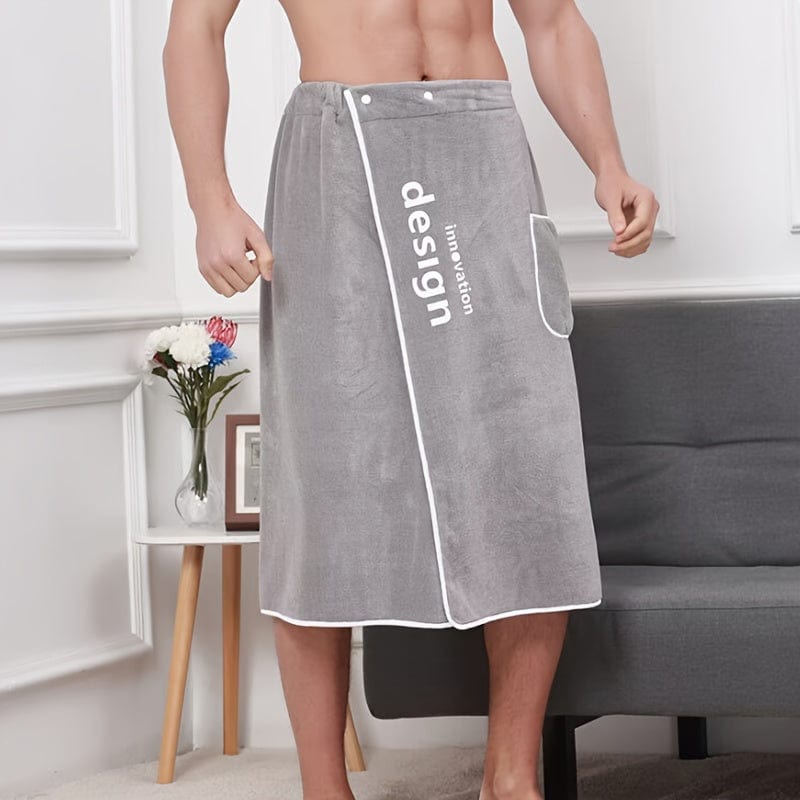 Planet Gates 1pc Super Absorbent Men's Bath Towel With Adjustable Elastic Embroidery - Soft And Skin-Friendly Shower Skirt For Bathroom - Plain Color Bath Wrap Towel For Men, Sauna Kilt Spa Sauna Wrap for women