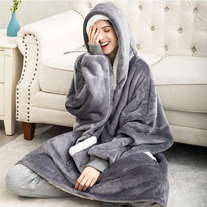 Planet Gates 1pc, Super Soft, Warm And Comfortable Hoodie Wearable Blanket With Large Pockets - Perfect For Men And Women, Christmas Decoration, Christmas Party Supplies