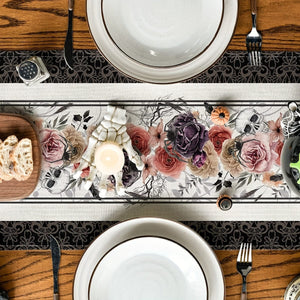 Planet Gates 1pc-Table Runner 1pc Table Runner, Roses Skulls Day Of The Dead Table Runner, Silhouette Halloween Fall Kitchen Dining Table Decoration For Outdoor Home Party,  Home Party Indoor Decor, Home Dustproof Stuff