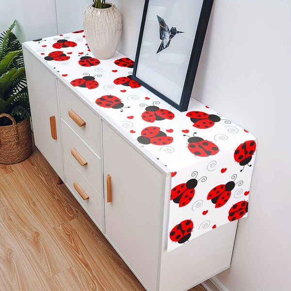 Planet Gates 1pc-Table Runner 1pc, Table Runner, The Road Of Ladybug Love Dot Texture On The Dining Table, Wedding Decoration, Desktop, Festival Party Table Cloth, Home Party Decoration Home Party Indoor Decor, Party Tableware Supplies