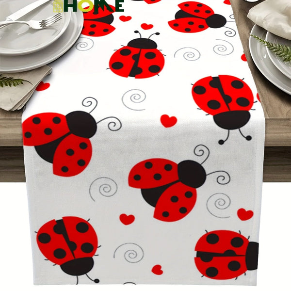 Planet Gates 1pc-Table Runner 1pc, Table Runner, The Road Of Ladybug Love Dot Texture On The Dining Table, Wedding Decoration, Desktop, Festival Party Table Cloth, Home Party Decoration Home Party Indoor Decor, Party Tableware Supplies