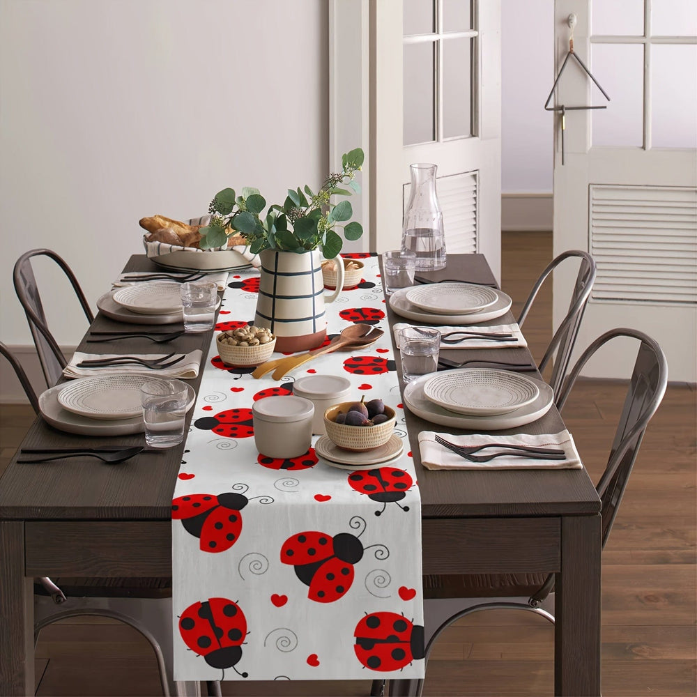 Planet Gates 1pc-Table Runner 1pc, Table Runner, The Road Of Ladybug Love Dot Texture On The Dining Table, Wedding Decoration, Desktop, Festival Party Table Cloth, Home Party Decoration Home Party Indoor Decor, Party Tableware Supplies