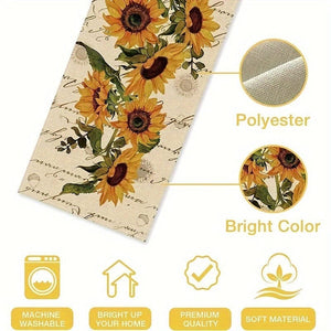 Planet Gates 1pc, Table Runner, Retro Style Sunflowers Pattern Table Runner, Restaurant Kitchen Dining Table Decoration For Home, Party Decor
