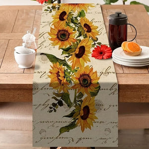 Planet Gates 1pc, Table Runner, Retro Style Sunflowers Pattern Table Runner, Restaurant Kitchen Dining Table Decoration For Home, Party Decor