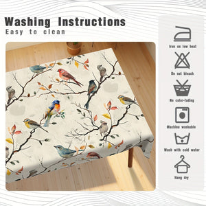 Planet Gates 1pc, Tablecloth, Birds On The Branches Printed Table Cover, Spring Theme Decorative Table Cloth, Stain Resistant And Erasable, Waterproof, Decorative Table Cover Suitable For Restaurant, Party, Holiday, Gift, Indoor, Outdoor