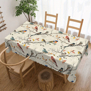 Planet Gates 1pc, Tablecloth, Birds On The Branches Printed Table Cover, Spring Theme Decorative Table Cloth, Stain Resistant And Erasable, Waterproof, Decorative Table Cover Suitable For Restaurant, Party, Holiday, Gift, Indoor, Outdoor