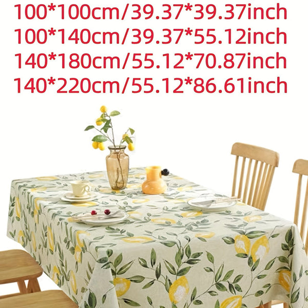 Planet Gates 1pc Tablecloth, Lemon Tree Flower Nordic Style PVC Waterproof And Oil-proof Tablecloth, Dust-proof Decorative Cloth, Tablecloth For Living Room, Coffee Table
