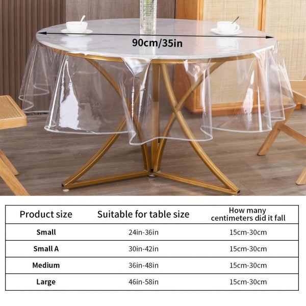Planet Gates 1pc Tablecloth, Lock Edge Round Transparent Table Protector, Waterproof Oil-proof Vinyl Table Cover, Stain-proof Wipeable Table Cloth, Sewing Finished Edge, Waterproof Oil-proof Stain-proof Plastic Tablecloth, Room Decor