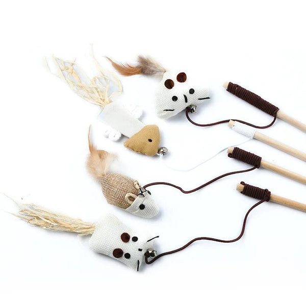 Planet Gates 1PC Teaser Feather Toys Kitten Funny Colorful Rod Cat Wand Toys Wood Pet Cat Toys Interactive Stick Pet Cat Supplies