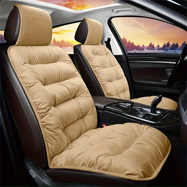Planet Gates 1pc thermal pad beige 1pc Car Seat Cushion Winter Plush Winter Down Warm Thick Single Seat Soft Backrest Universal Explosion-proof Seat Cushion Cover