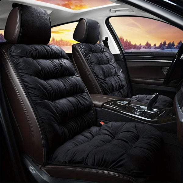 Planet Gates 1pc thermal pad black 1pc Car Seat Cushion Winter Plush Winter Down Warm Thick Single Seat Soft Backrest Universal Explosion-proof Seat Cushion Cover