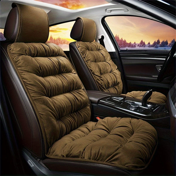 Planet Gates 1pc thermal pad brown 1pc Car Seat Cushion Winter Plush Winter Down Warm Thick Single Seat Soft Backrest Universal Explosion-proof Seat Cushion Cover