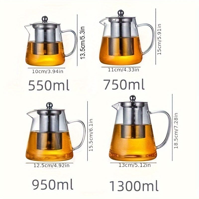 Planet Gates 1pc Thickened Glass Teapot, Heat Resistant Floral Tea Pot With Stainless Steel Filter, Suitable For Dishwasher, Perfect For Home Tea Brewing, Tea Accessories