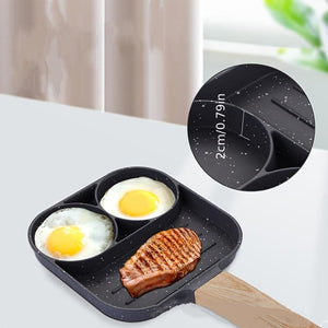 Planet Gates 1pc Three In One Egg Frying Pan, Non Stick Breakfast Pan, Flat Bottom Egg, Burger Pan, Household Steak Frying Pan, Kitchen Accessories, Kitchen Supplies