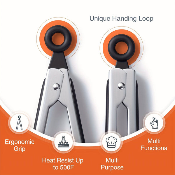 Planet Gates 1PC Tongs For Cooking, Kitchen Tongs With Silicone Tips, High Heat Resistant Locking Tongs, Heavy Duty, Great Grips, 7, 9, 30.48 Cm, Black