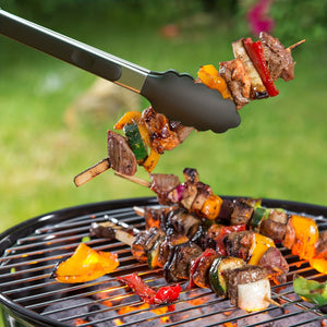 Planet Gates 1PC Tongs For Cooking, Kitchen Tongs With Silicone Tips, High Heat Resistant Locking Tongs, Heavy Duty, Great Grips, 7, 9, 30.48 Cm, Black