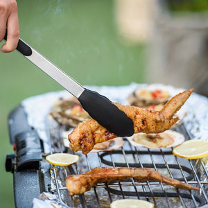 Planet Gates 1PC Tongs For Cooking, Kitchen Tongs With Silicone Tips, High Heat Resistant Locking Tongs, Heavy Duty, Great Grips, 7, 9, 30.48 Cm, Black