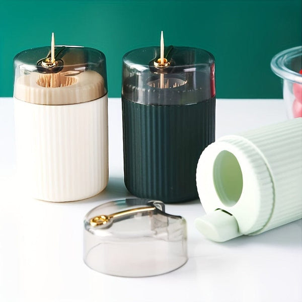 Planet Gates 1pc, Toothpick Box, Light Luxury Creative Storage Toothpick Box, Creative Design Swab Jar, Automatic Release Press-type Plastic Toothpick Box, Dental Floss Box, Home Accessories