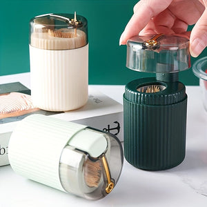 Planet Gates 1pc, Toothpick Box, Light Luxury Creative Storage Toothpick Box, Creative Design Swab Jar, Automatic Release Press-type Plastic Toothpick Box, Dental Floss Box, Home Accessories