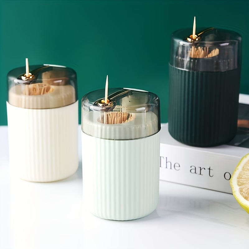 Planet Gates 1pc, Toothpick Box, Light Luxury Creative Storage Toothpick Box, Creative Design Swab Jar, Automatic Release Press-type Plastic Toothpick Box, Dental Floss Box, Home Accessories