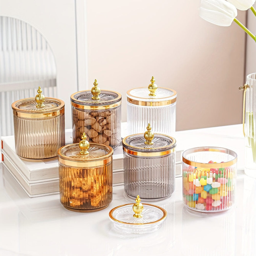Planet Gates 1pc Tower Bead Decor Transparent Color, Amber Color, Lime Sketch Golden Halloween Candy Jar Sealed Jar, Halloween Snack Candy Storage Jar Wedding Birthday Graduation Party Festival Candy Jar, Luxury Candy Jar Candy Box